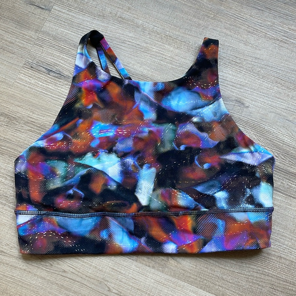 Lululemon Energy High Neck Longline Strappy Sports Bra Multicolored